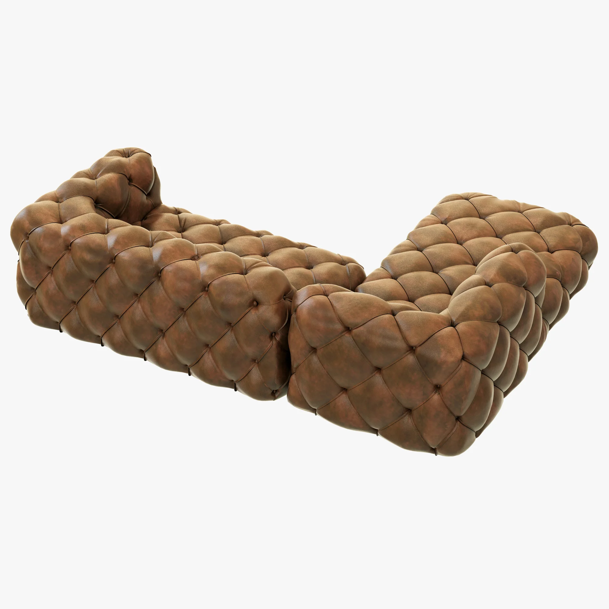 Restoration Hardware Soho Tufted Leather Left Arm Sofa — 3D model preview 10