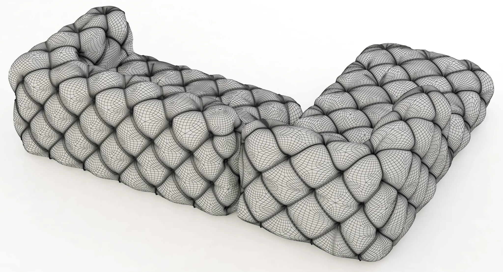 Restoration Hardware Soho Tufted Leather Left Arm Sofa — 3D model preview 11