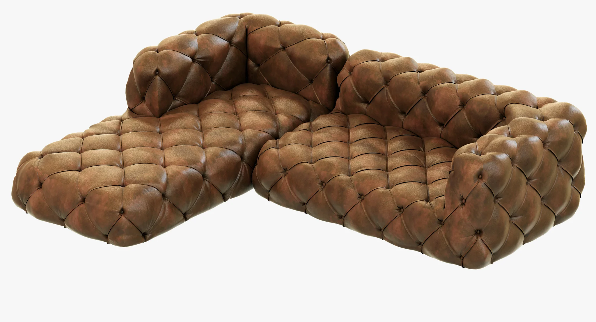 Restoration Hardware Soho Tufted Leather Left Arm Sofa — 3D model preview 13