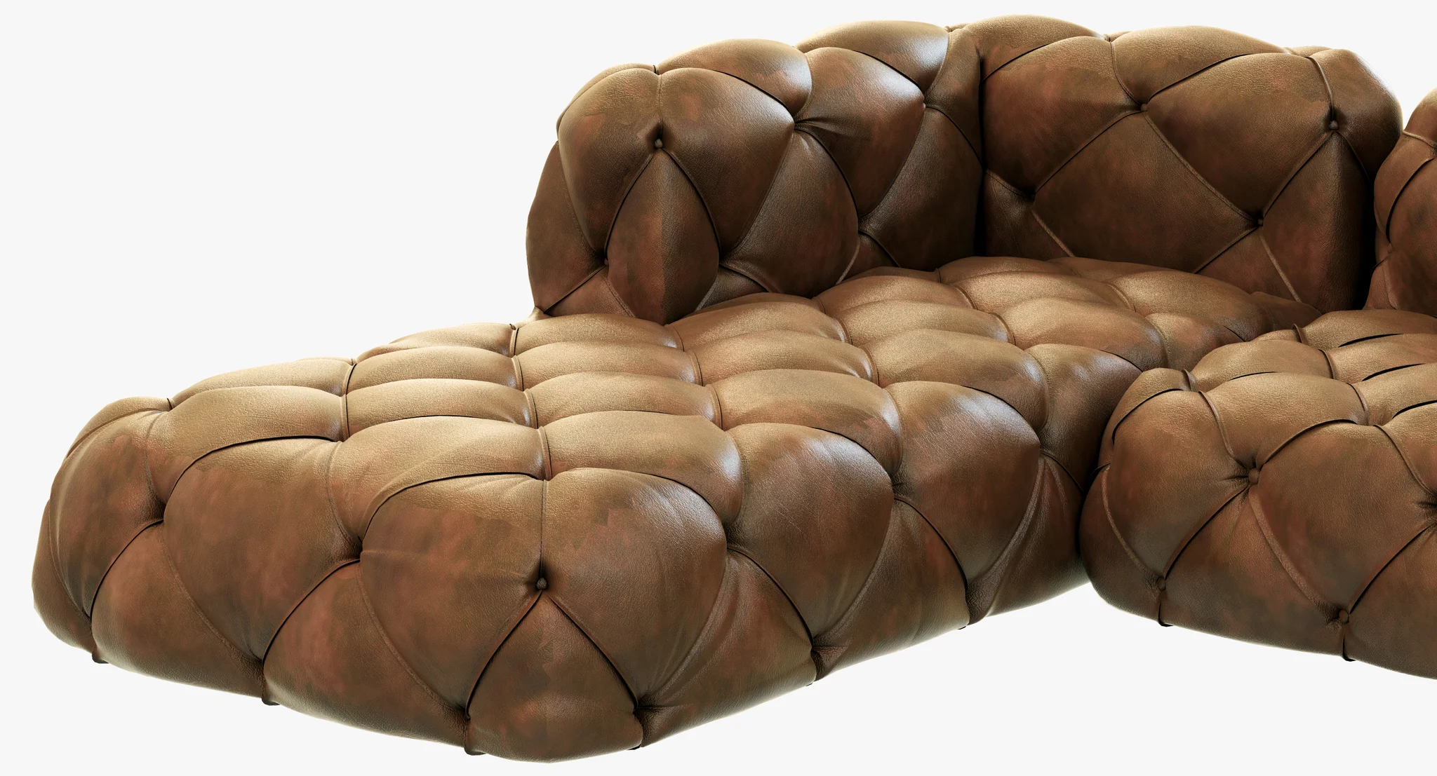 Restoration Hardware Soho Tufted Leather Left Arm Sofa — 3D model preview 14