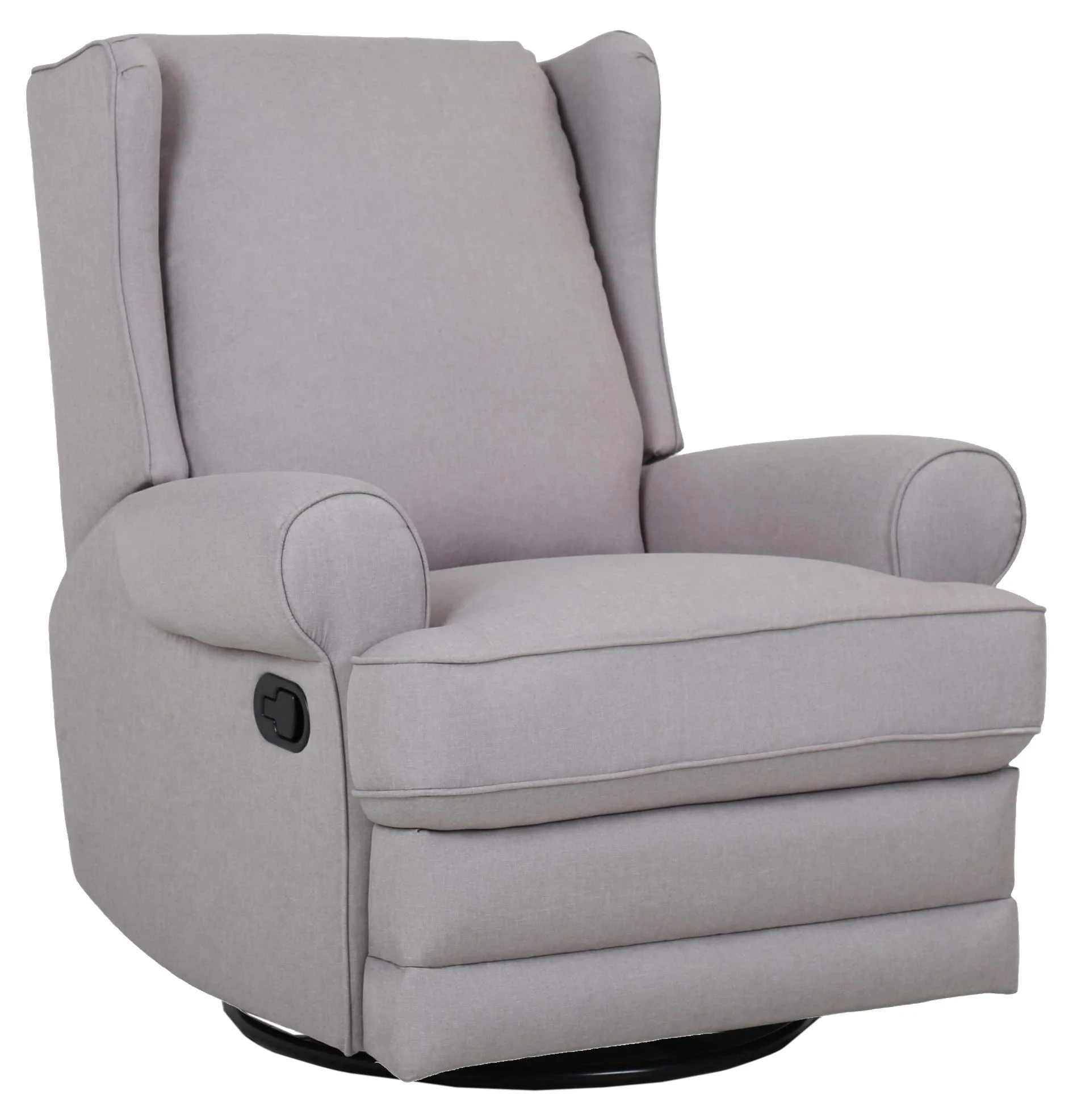 Grey Wingback Swivel Recliner Chair with Rolled Arms