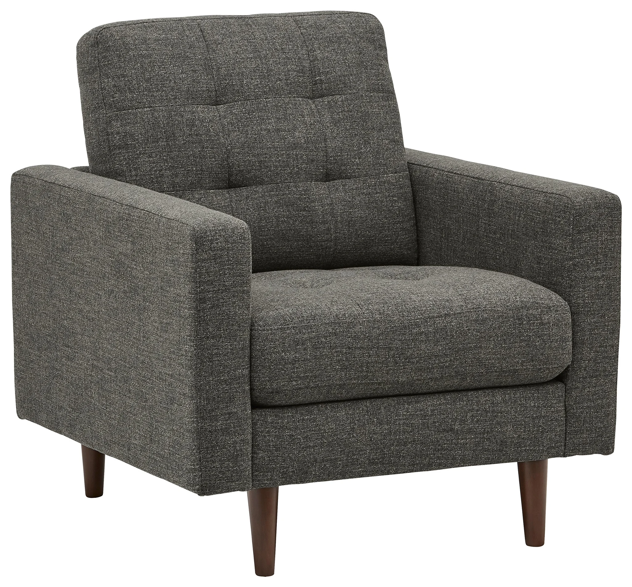 Mid-Century Modern Tufted Accent Armchair Dark Grey