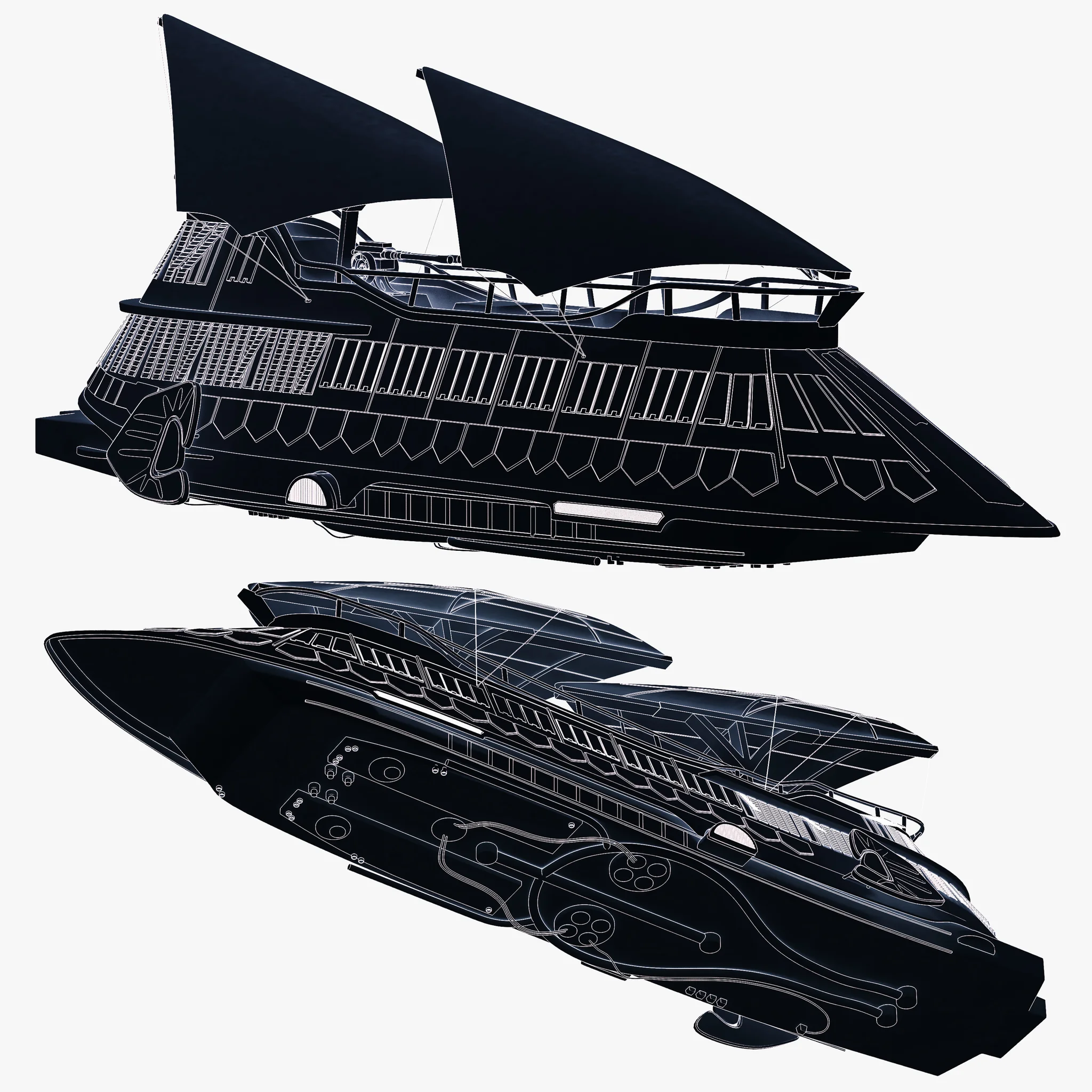 Jabba Sail Barge (Without Textures) — 3D model preview 2