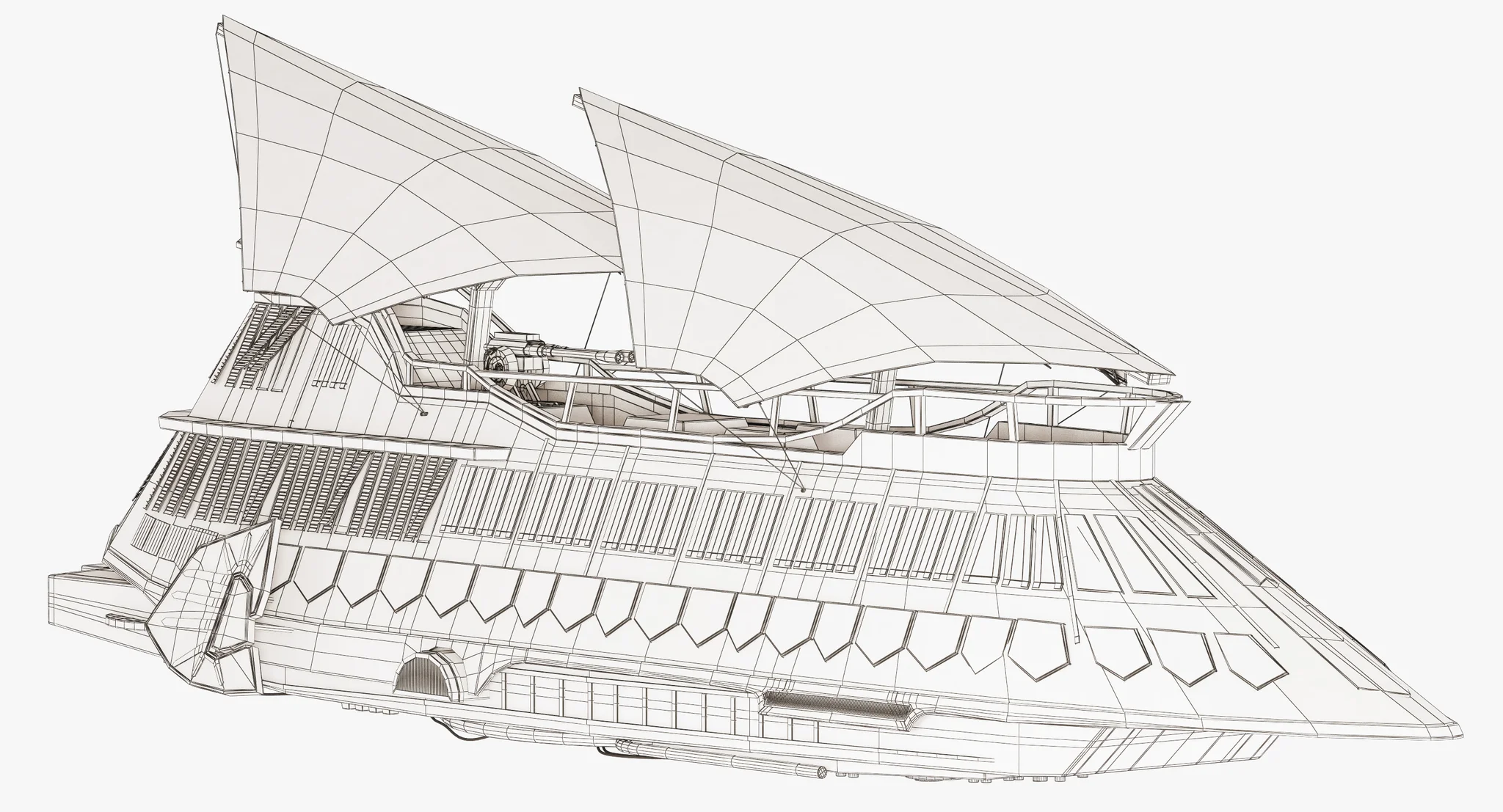 Jabba Sail Barge (Without Textures) — 3D model preview 4