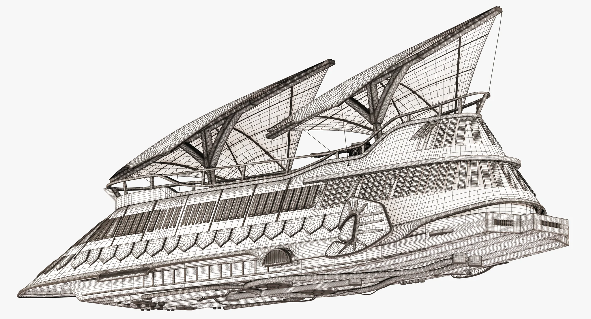 Jabba Sail Barge (Without Textures) — 3D model preview 7