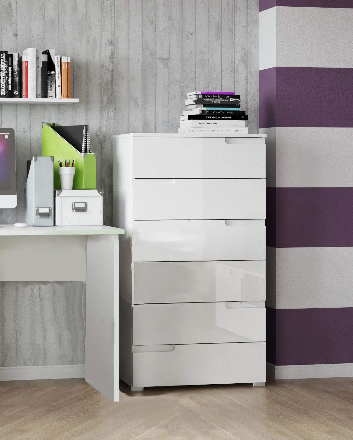 White Gloss 6-Drawer Chest of Drawers