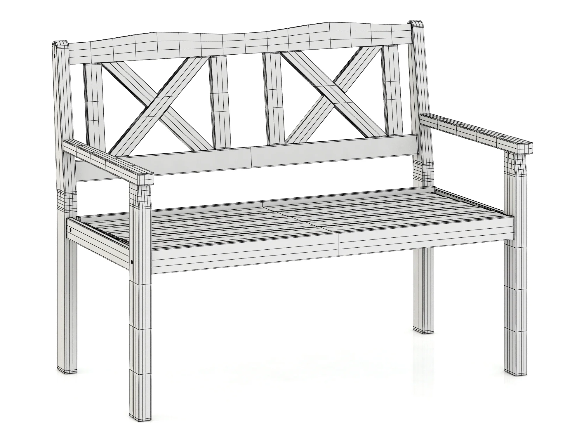 Solliden Bench — 3D model preview 4
