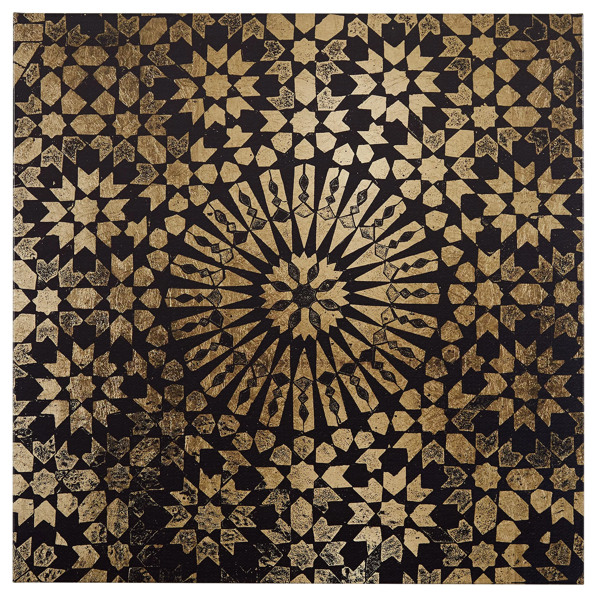 Islamic Geometric Mandala Canvas Wall Art – Black and Gold
