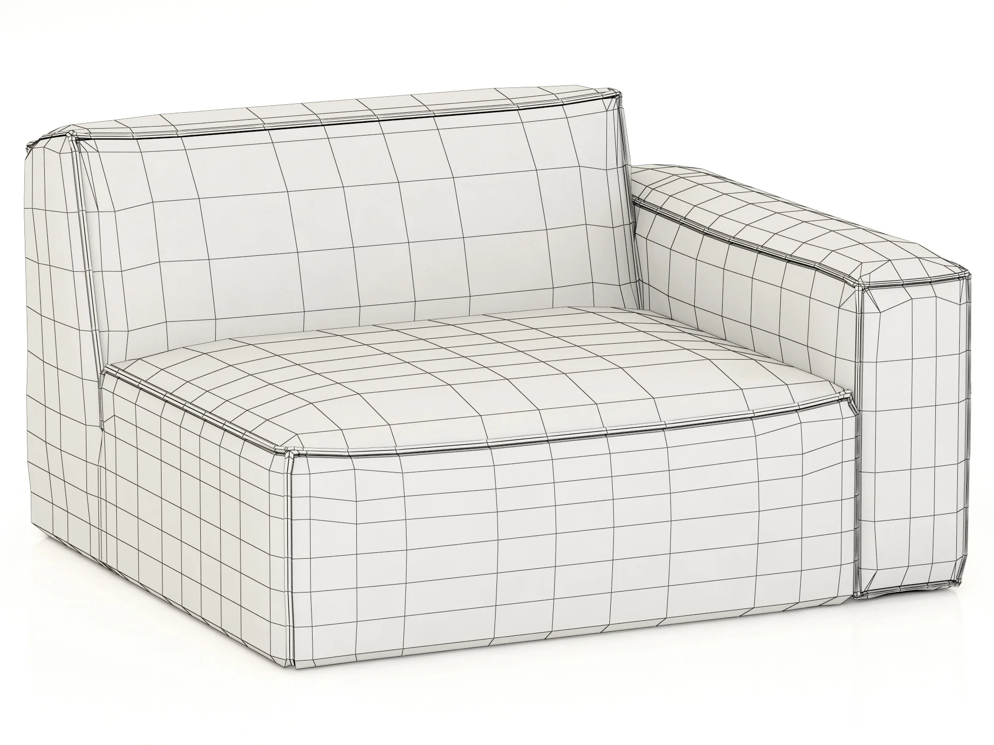 RH Modern Como Modular Right Arm Chair — 3D model preview 4