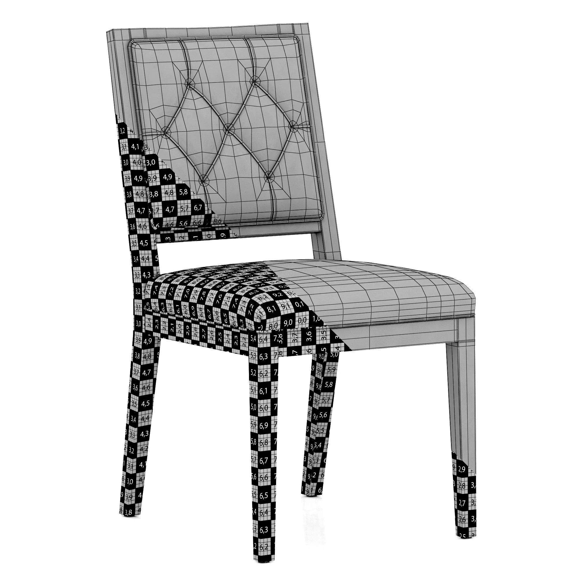 Restoration Hardware French Contemporary Tufted Square Chair — 3D model preview 8
