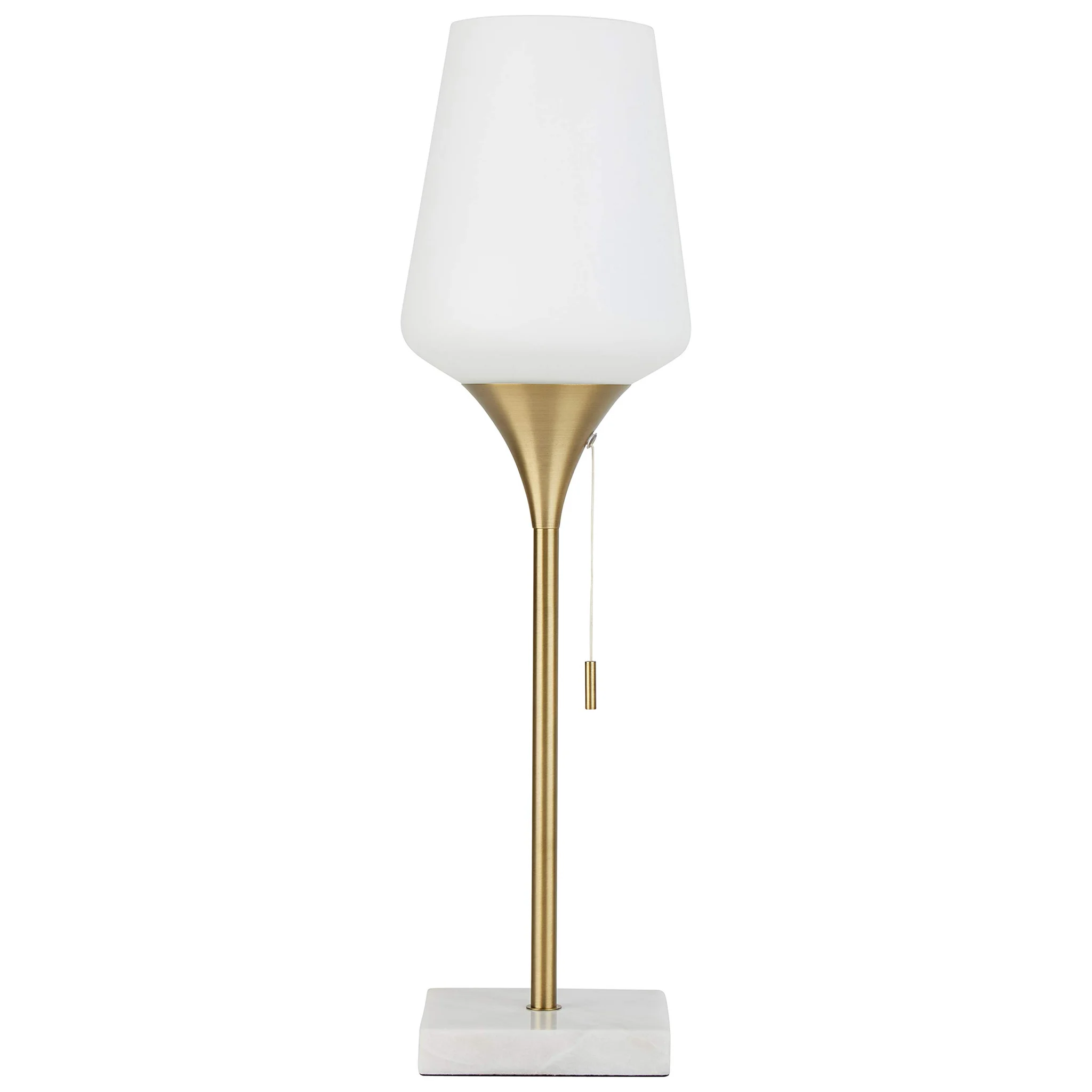 Mid-Century Modern Table Lamp with Marble Base and Brass Stem