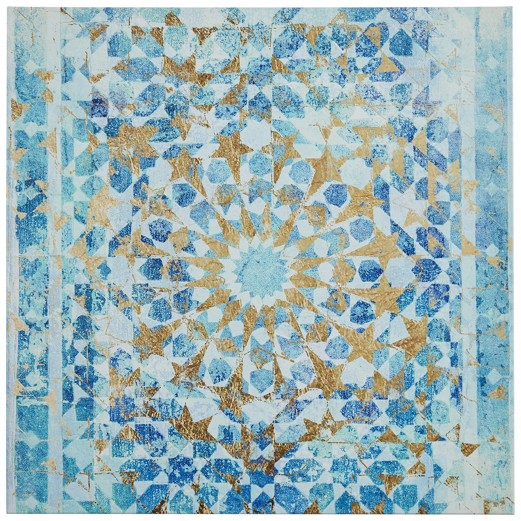 Turquoise Blue Mandala Islamic Geometric Canvas Wall Art