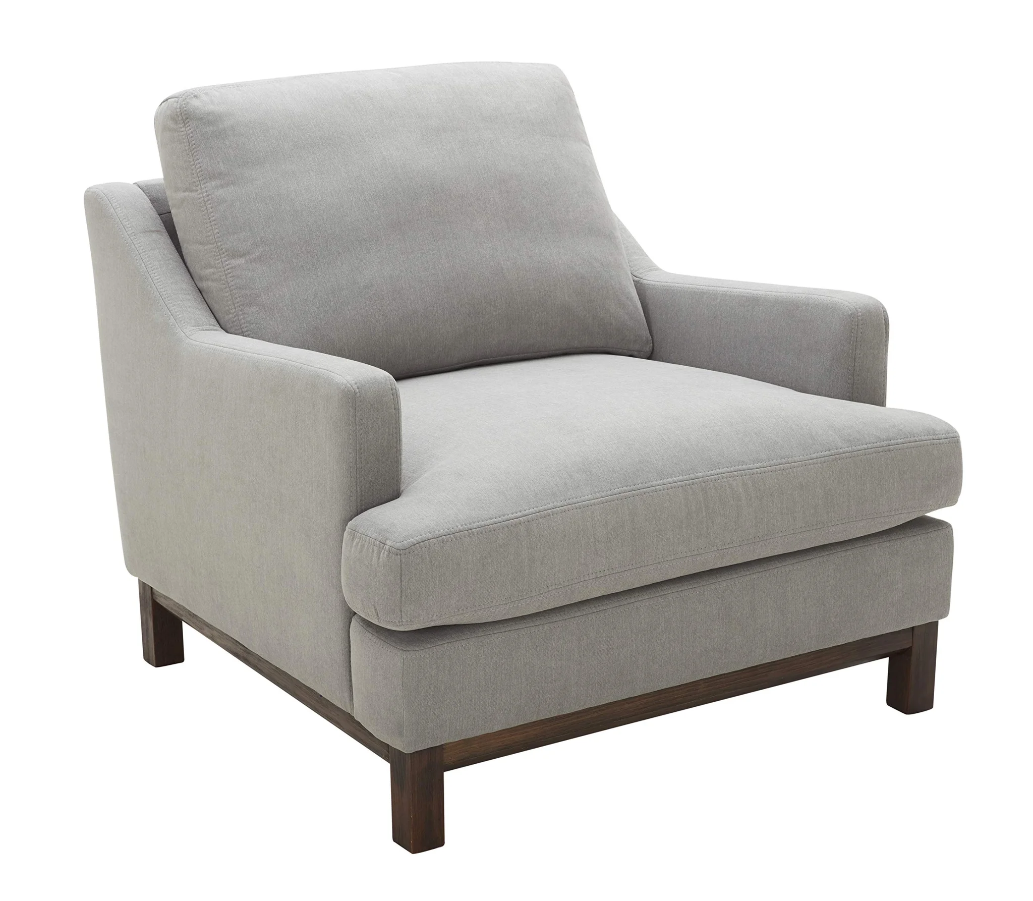 Modern Fabric Accent Armchair with Wooden Plinth Base