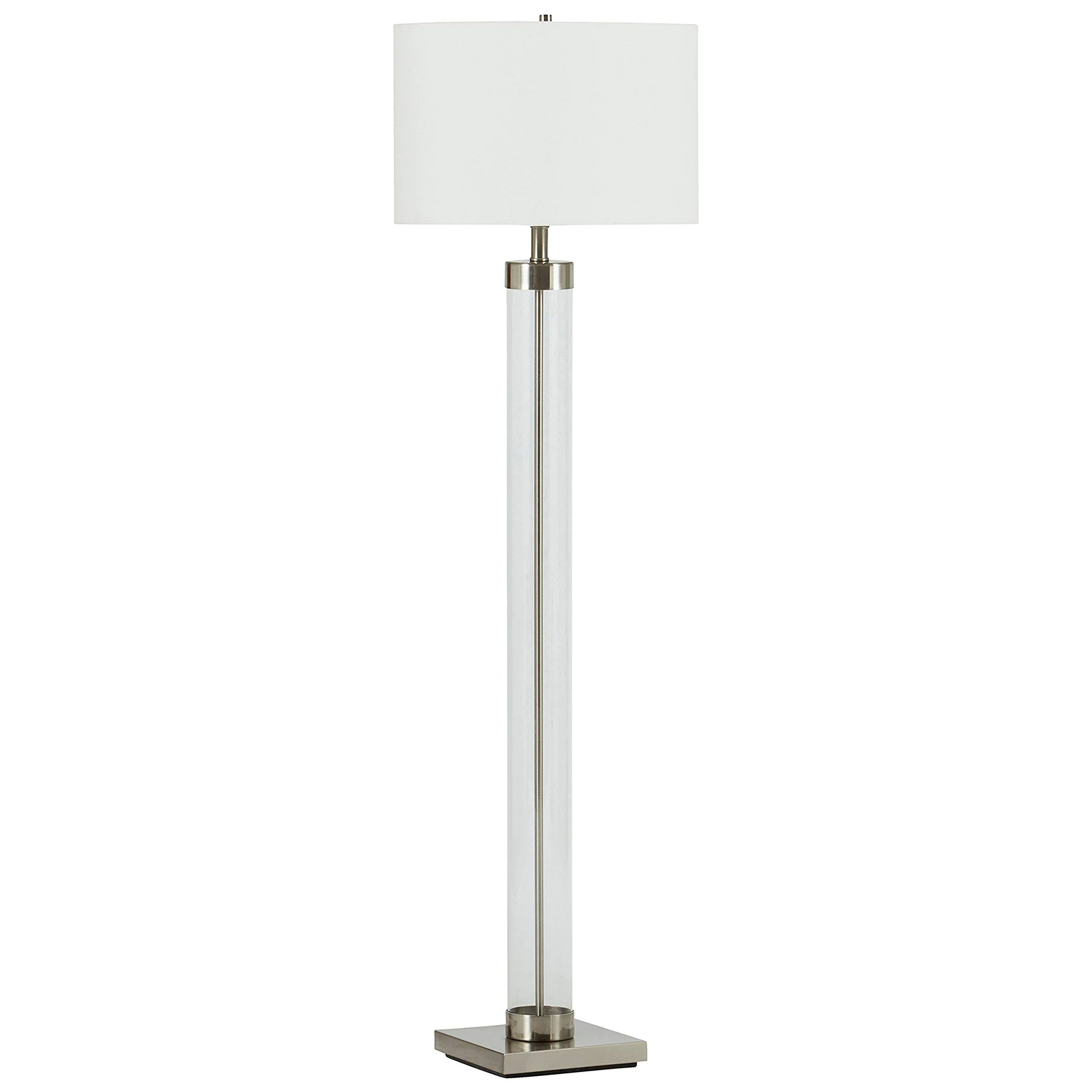 Modern Glass Column Floor Lamp with Brushed Nickel Base