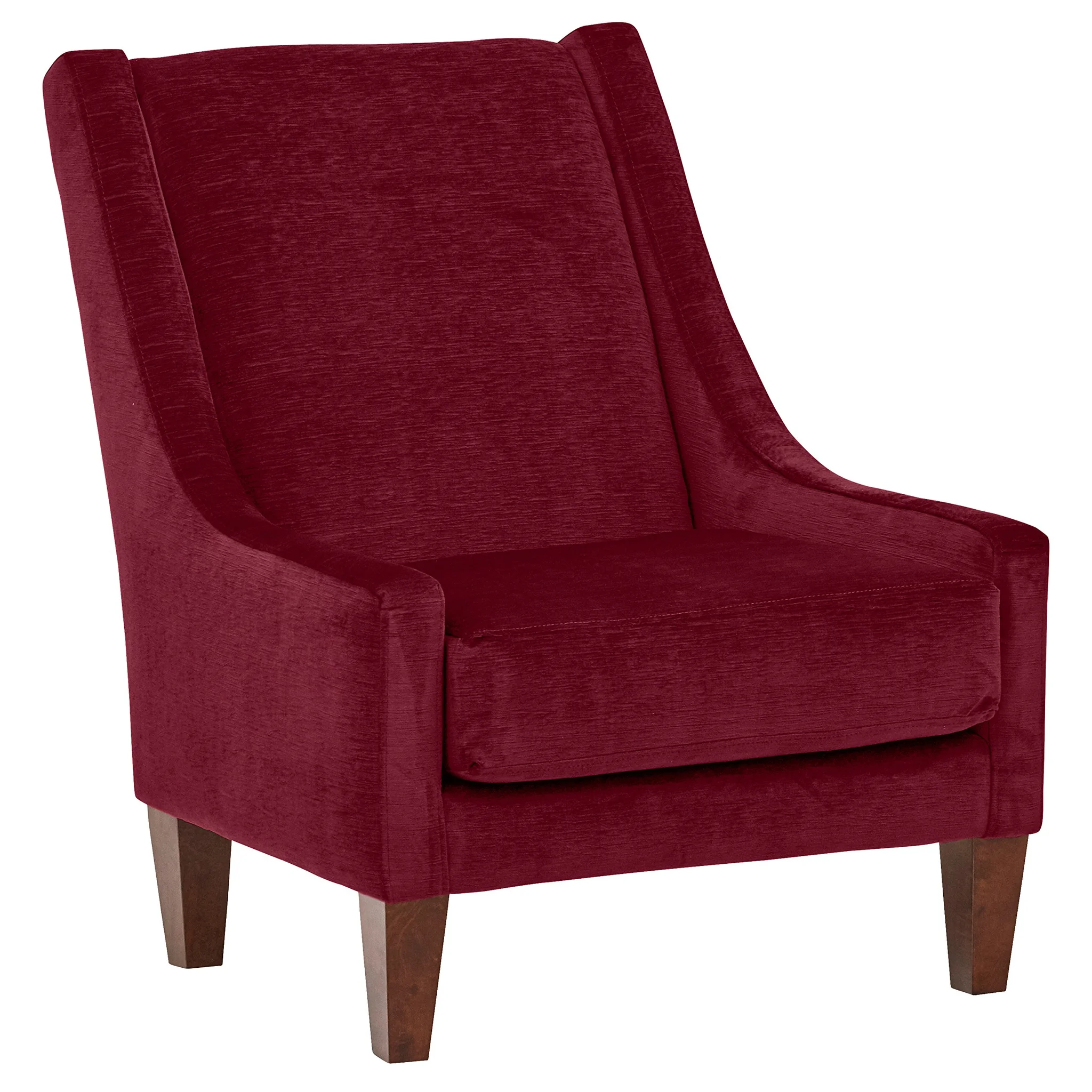 Mid-Century Modern Velvet Accent Chair in Berry