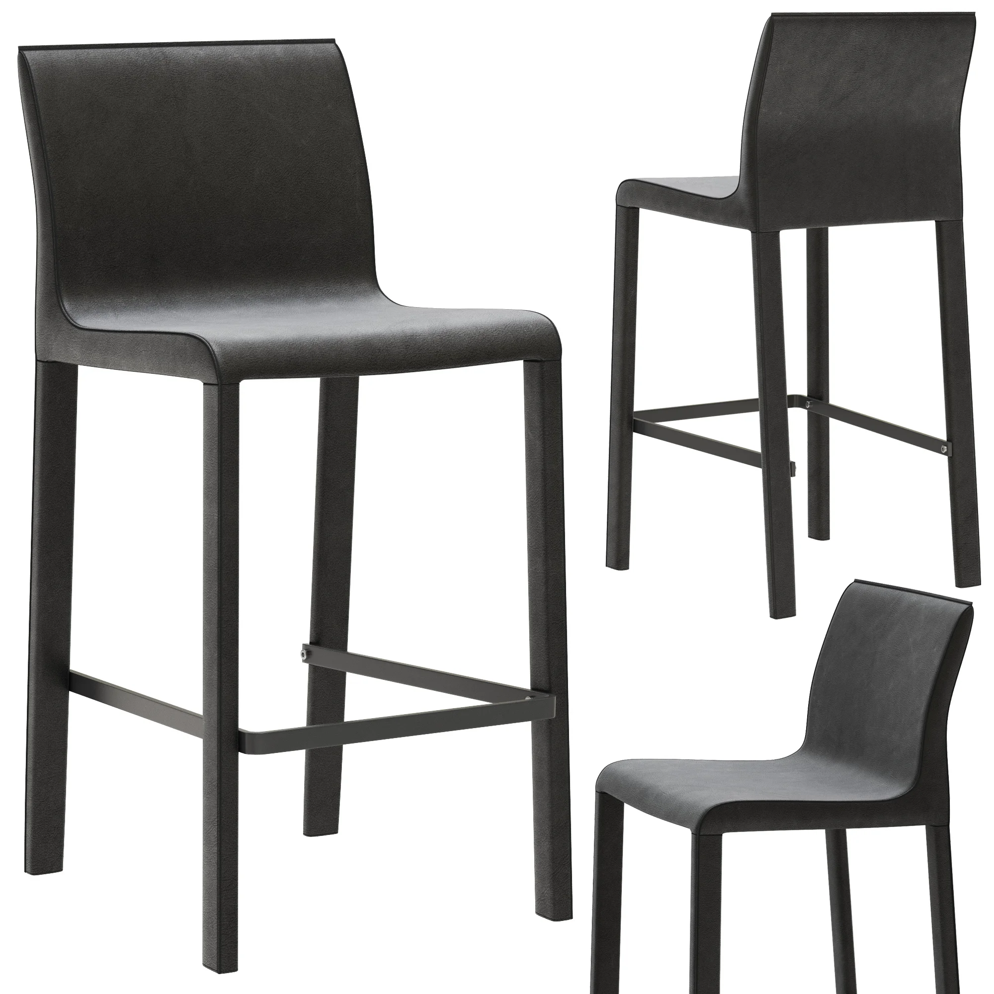 Coco Republic Brera Leather Barstool — 3D model preview 2