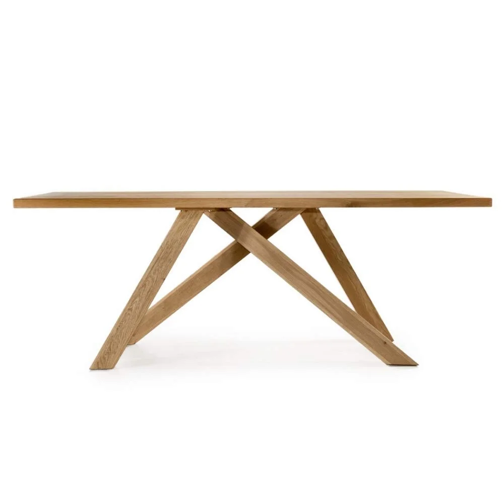 Modern Solid Wood Dining Table with Cross Leg Base