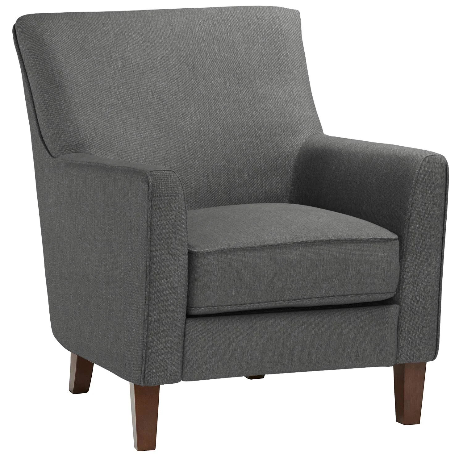 Modern Gray Fabric Accent Armchair with Wooden Legs
