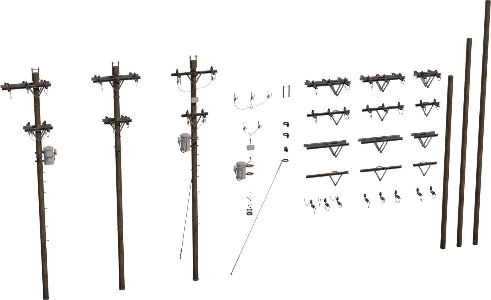 Modular Utility Electricity Pole Kit with Transformer & Hardware