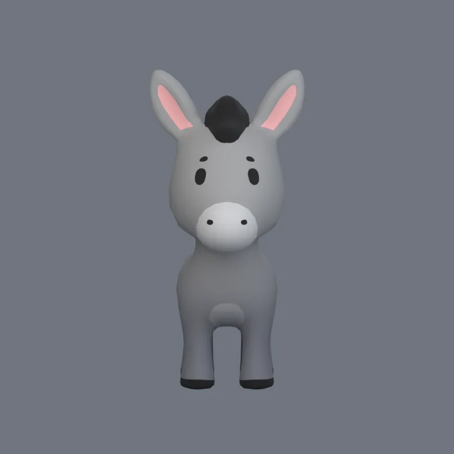 Stylized Animal Donkey, 3D model preview 1