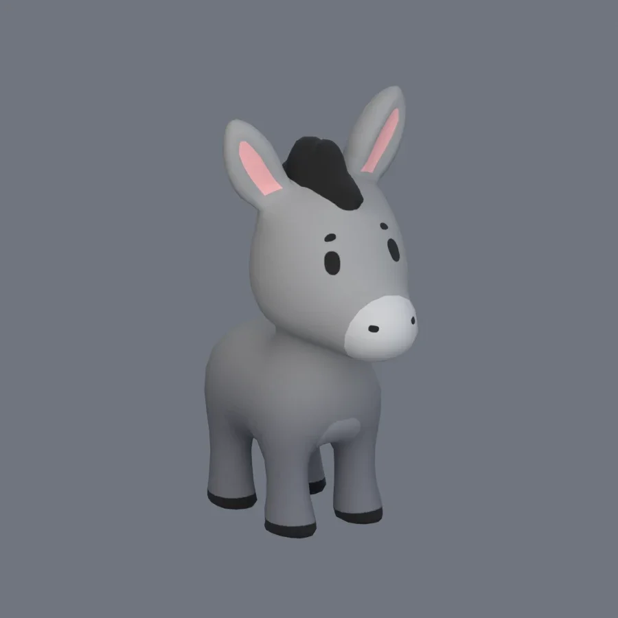Stylized Animal Donkey, 3D model preview 2