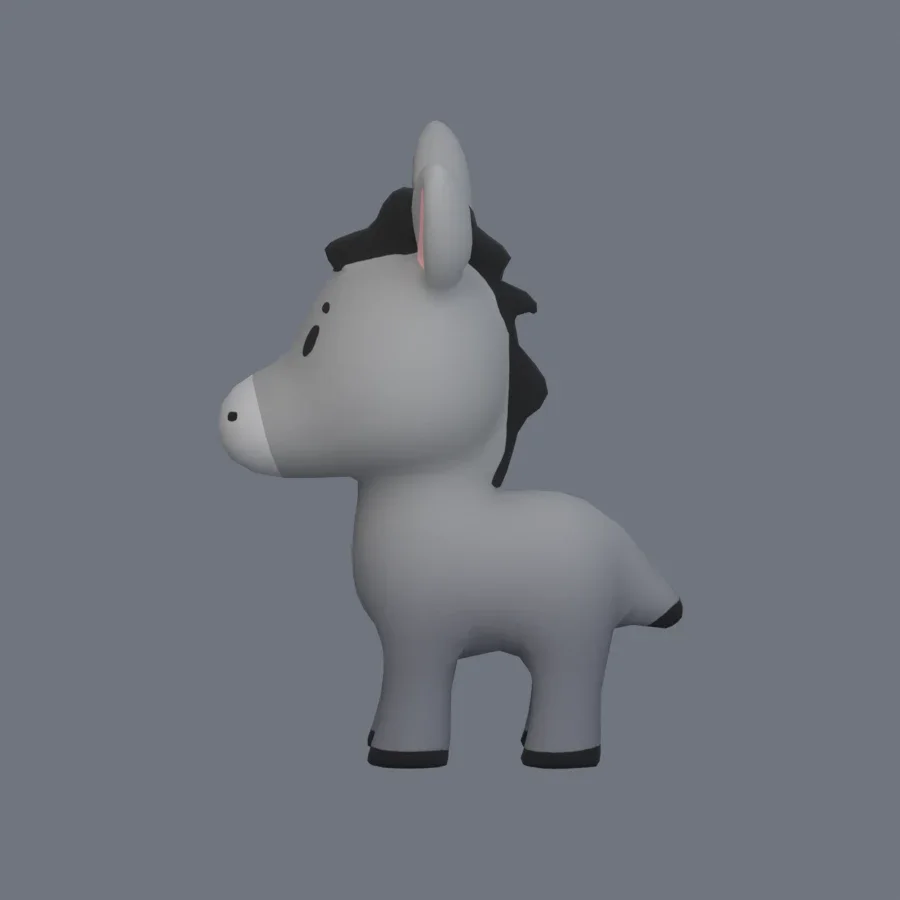 Stylized Animal Donkey, 3D model preview 3
