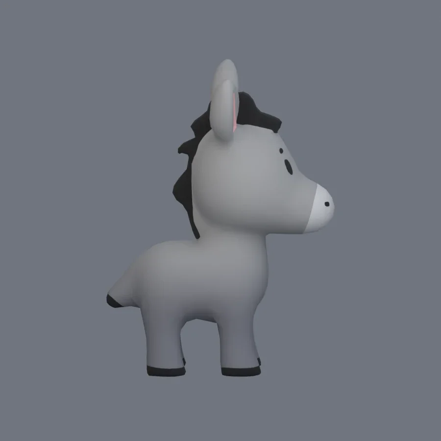 Stylized Animal Donkey, 3D model preview 5
