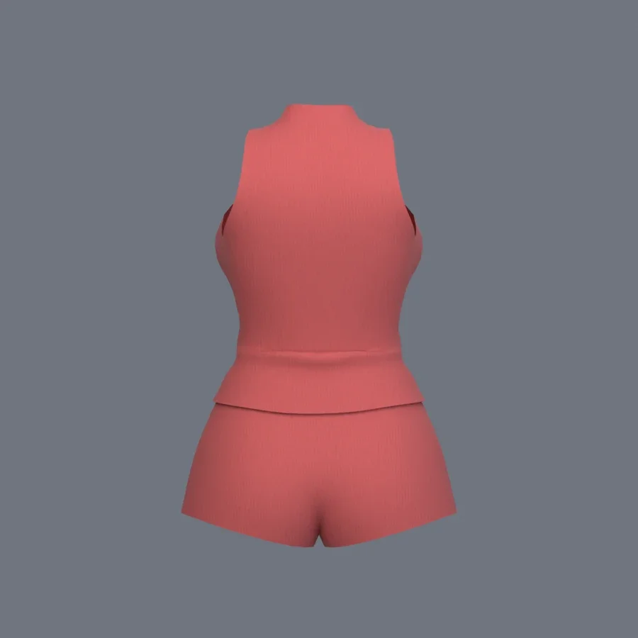 Korean Girl Base Cloth, 3D model preview 4