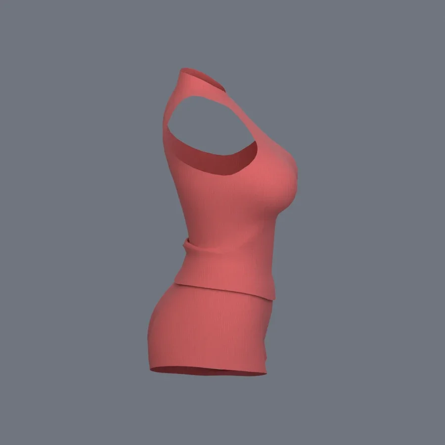 Korean Girl Base Cloth, 3D model preview 5
