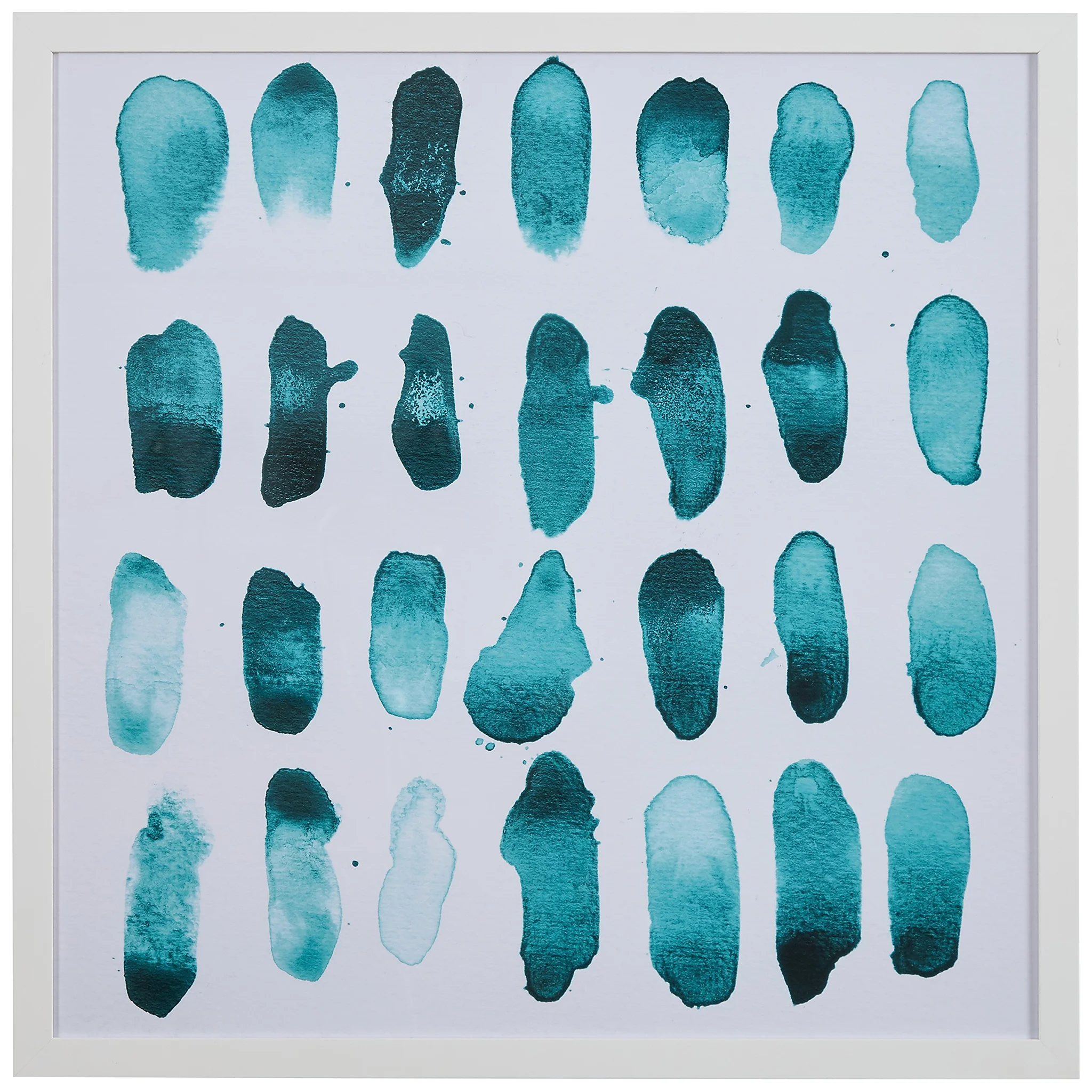 Abstract Teal Watercolor Brush Strokes Framed Wall Art Print