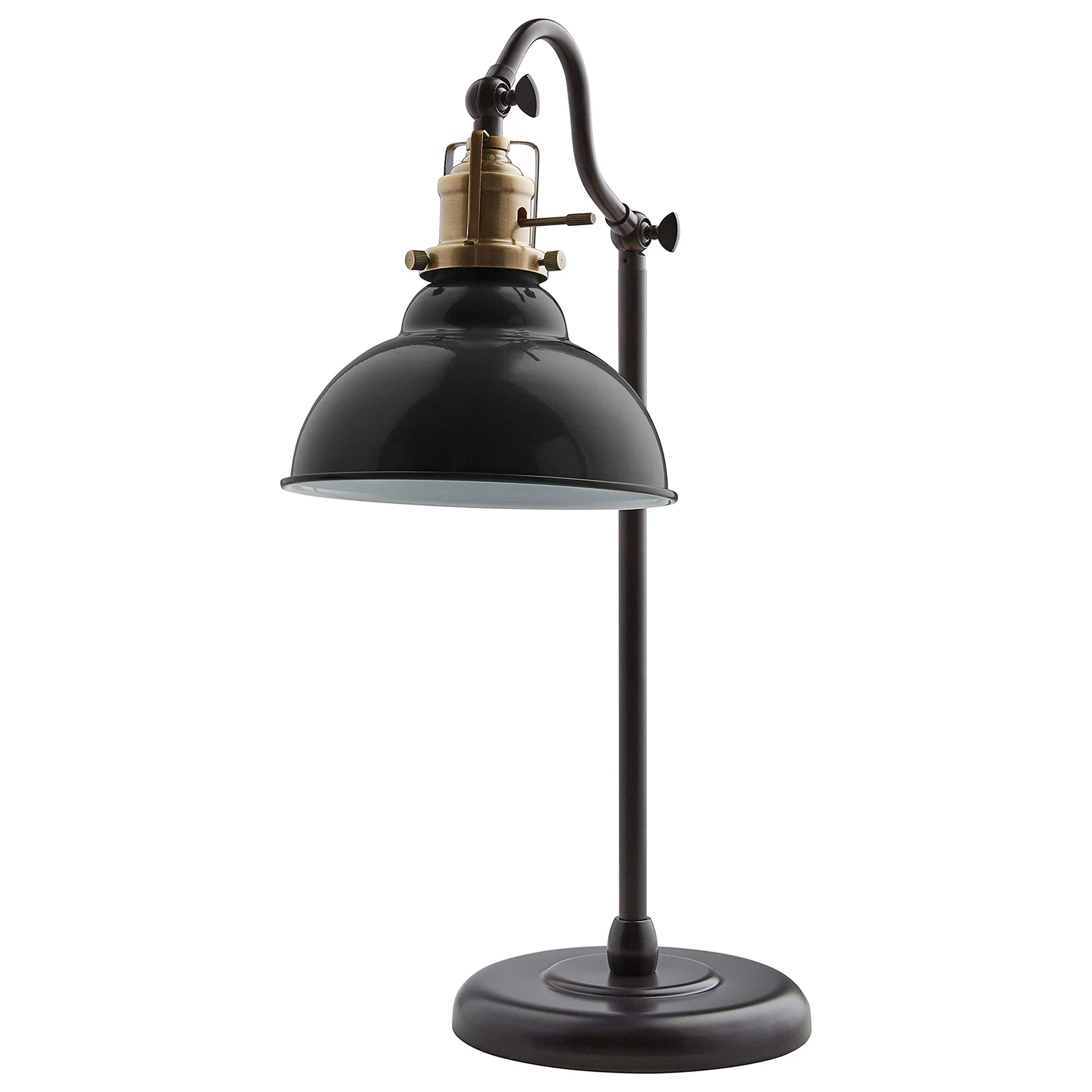 Vintage Industrial Desk Lamp with Brass Socket and Dome Shade