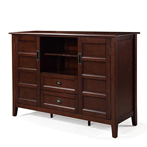 Espresso Brown Wood TV Media Stand with Drawers and Cabinet Doors