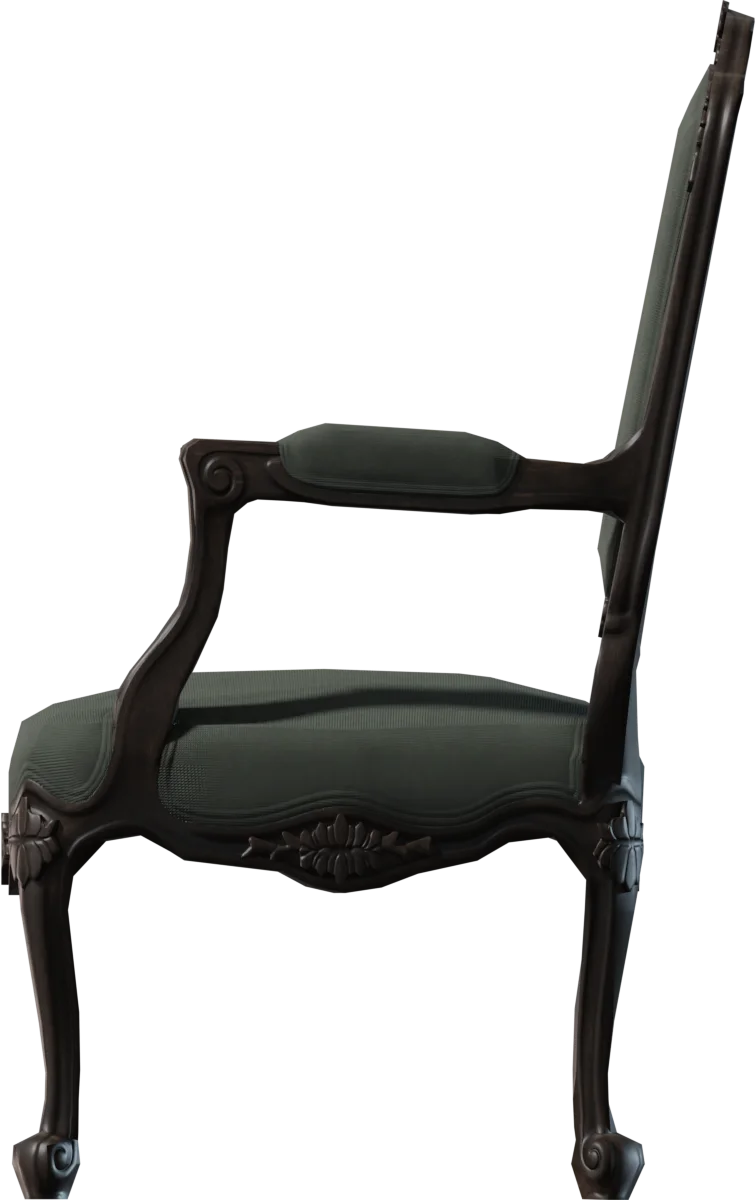 French Baroque Armchair with Carved Wood Frame, 3D model preview 3