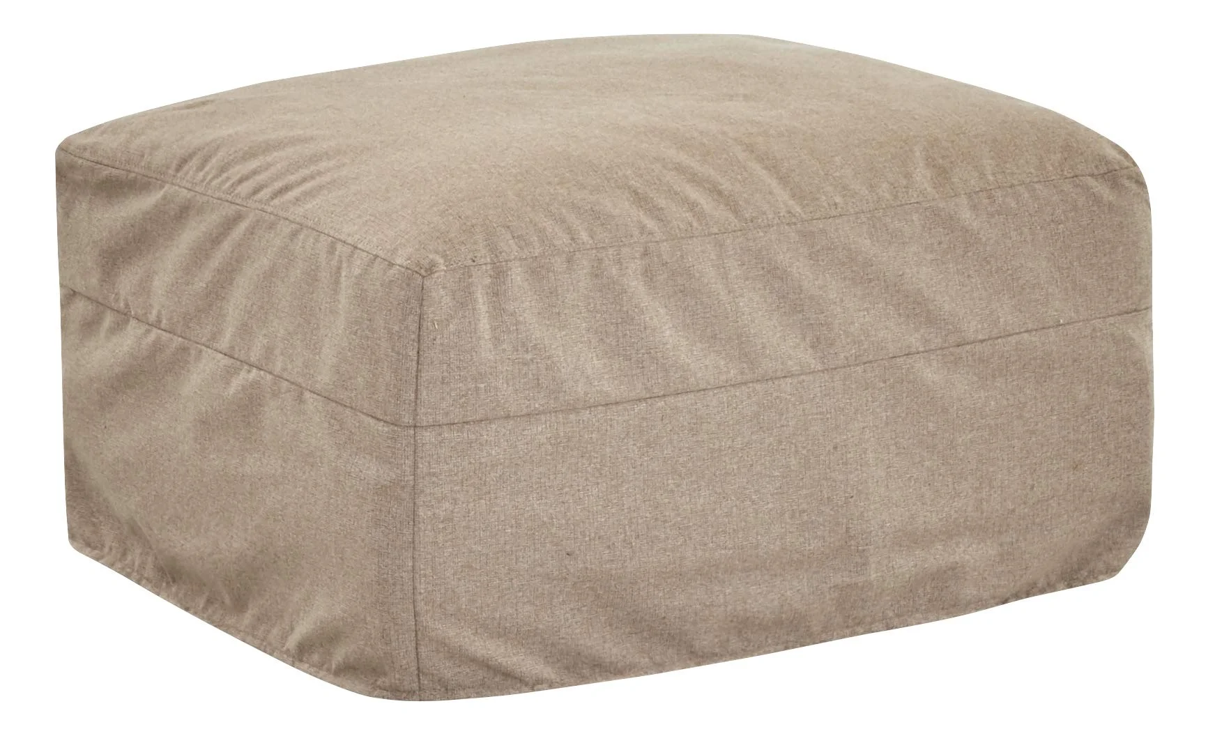 Beige Fabric Slipcover Ottoman – Square Upholstered Footstool