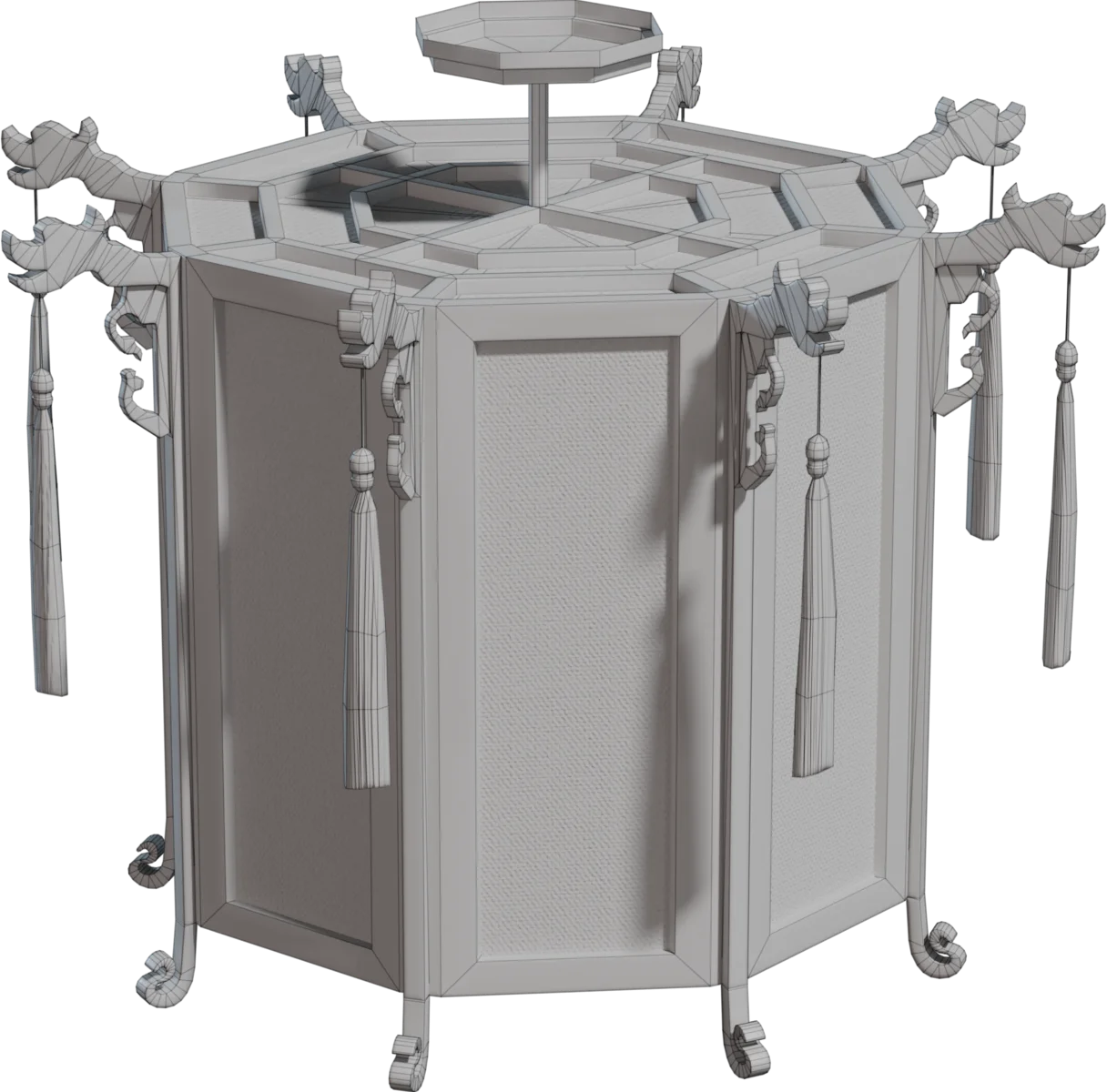 Chinese Traditional Octagonal Lantern Table, 3D model preview 1