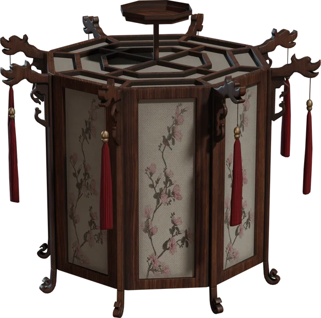 Chinese Traditional Octagonal Lantern Table, 3D model preview 5