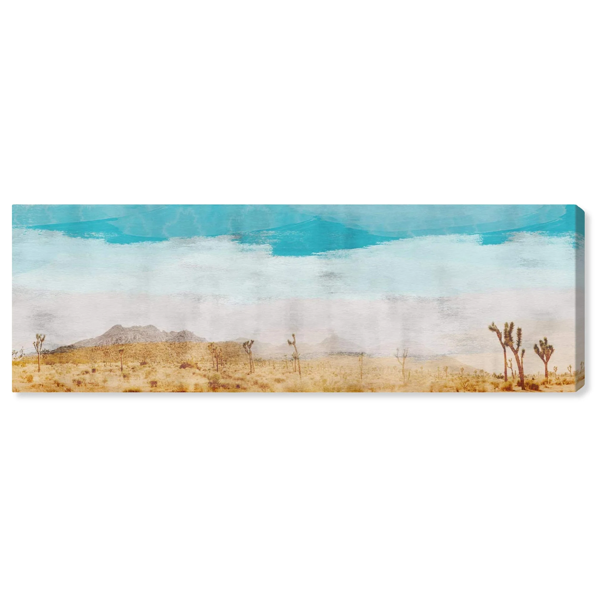 Desert Landscape Canvas Wall Art – Turquoise Sky Joshua Tree Panorama