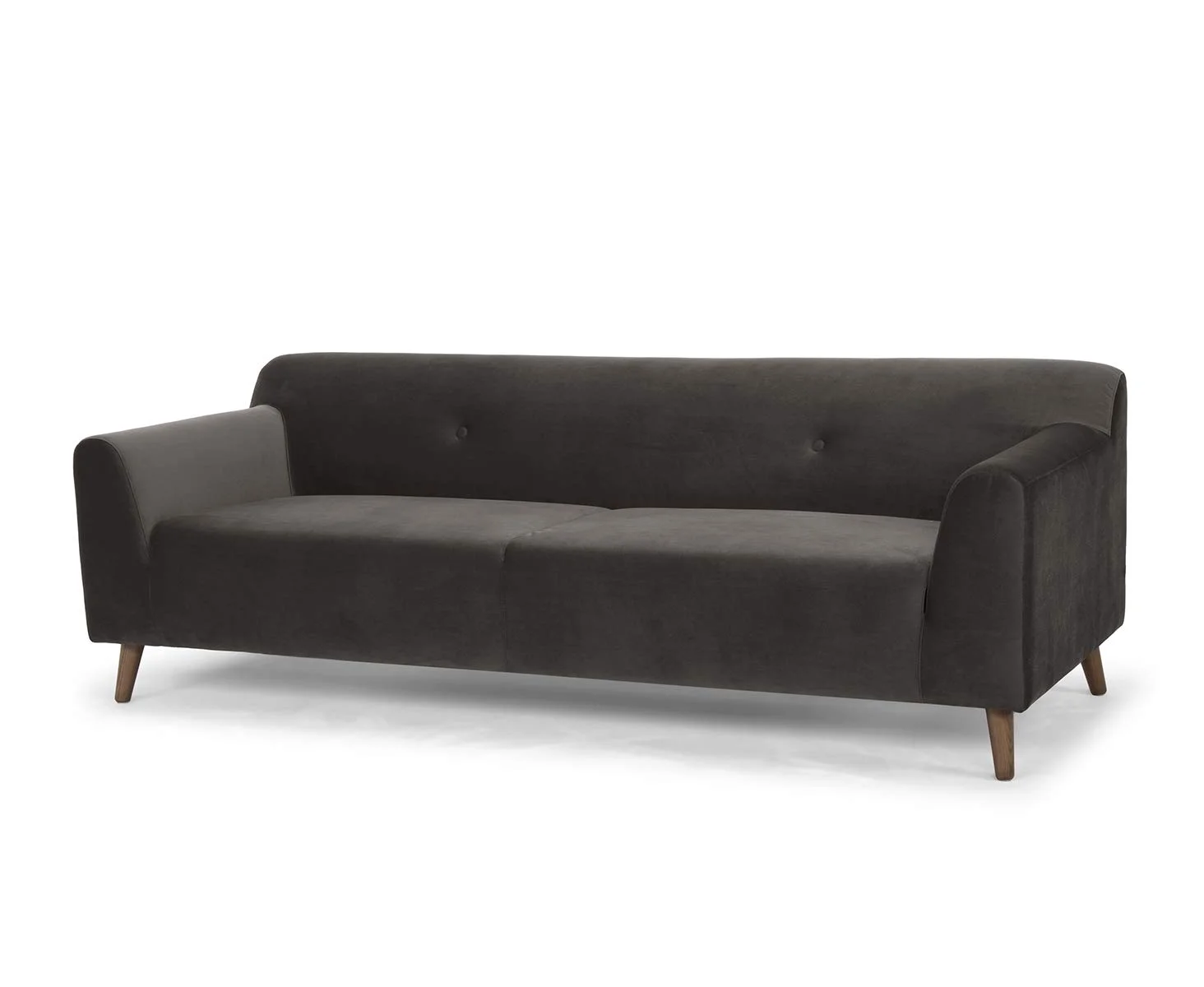 Mid-Century Modern 3-Seater Sofa Dark Brown Velvet