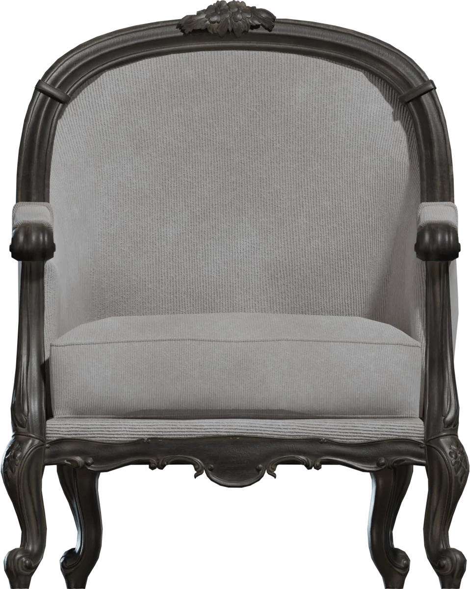 French Baroque Bergère Armchair, 3D model preview 2