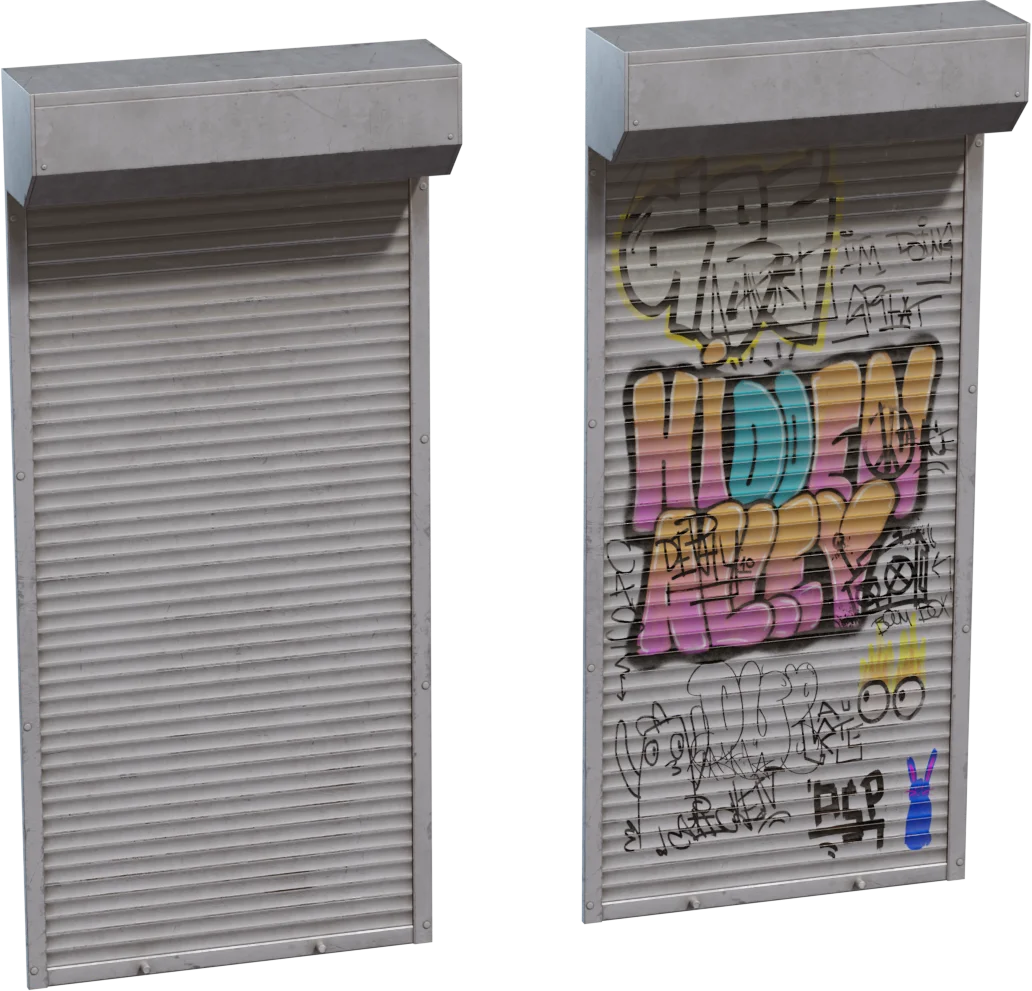 Urban Roller Shutter Door with Graffiti