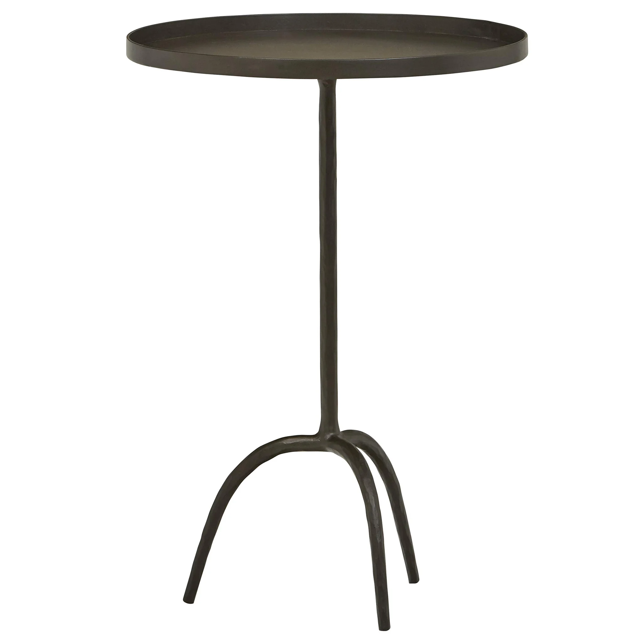 Industrial Round Pedestal Side Table - Gunmetal Finish