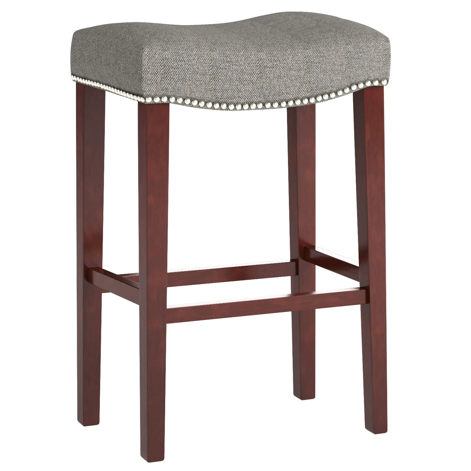 Saddle Bar Stool with Nailhead Trim and Hardwood Frame