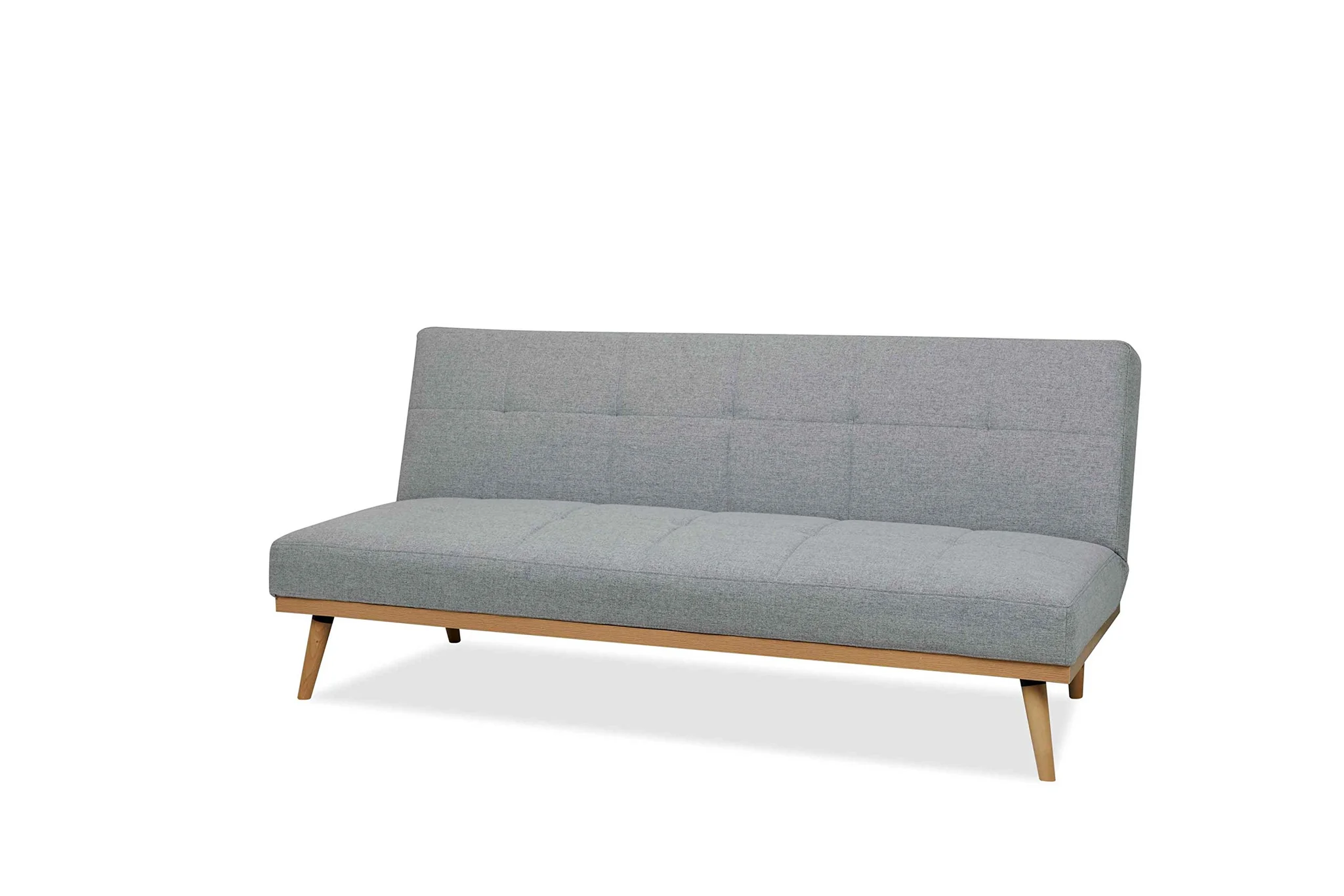 Mid-Century Modern Sofa Bed 3-Seater Light Grey Fabric