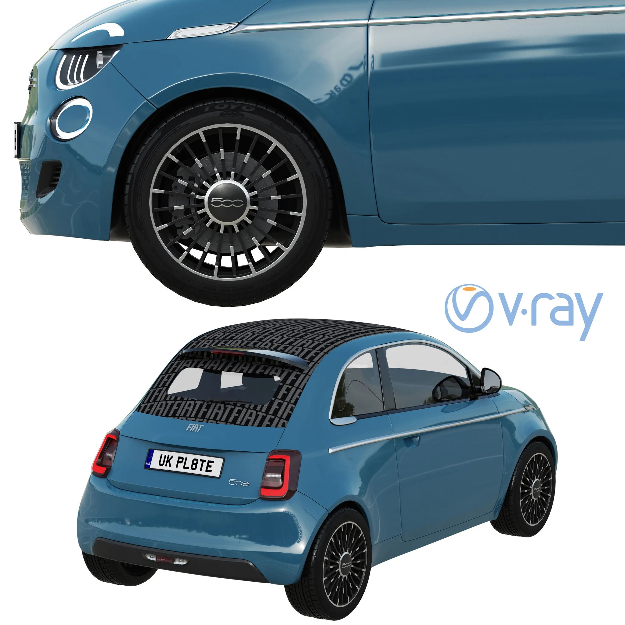 Fiat 500 La Prima, 3D model preview 4