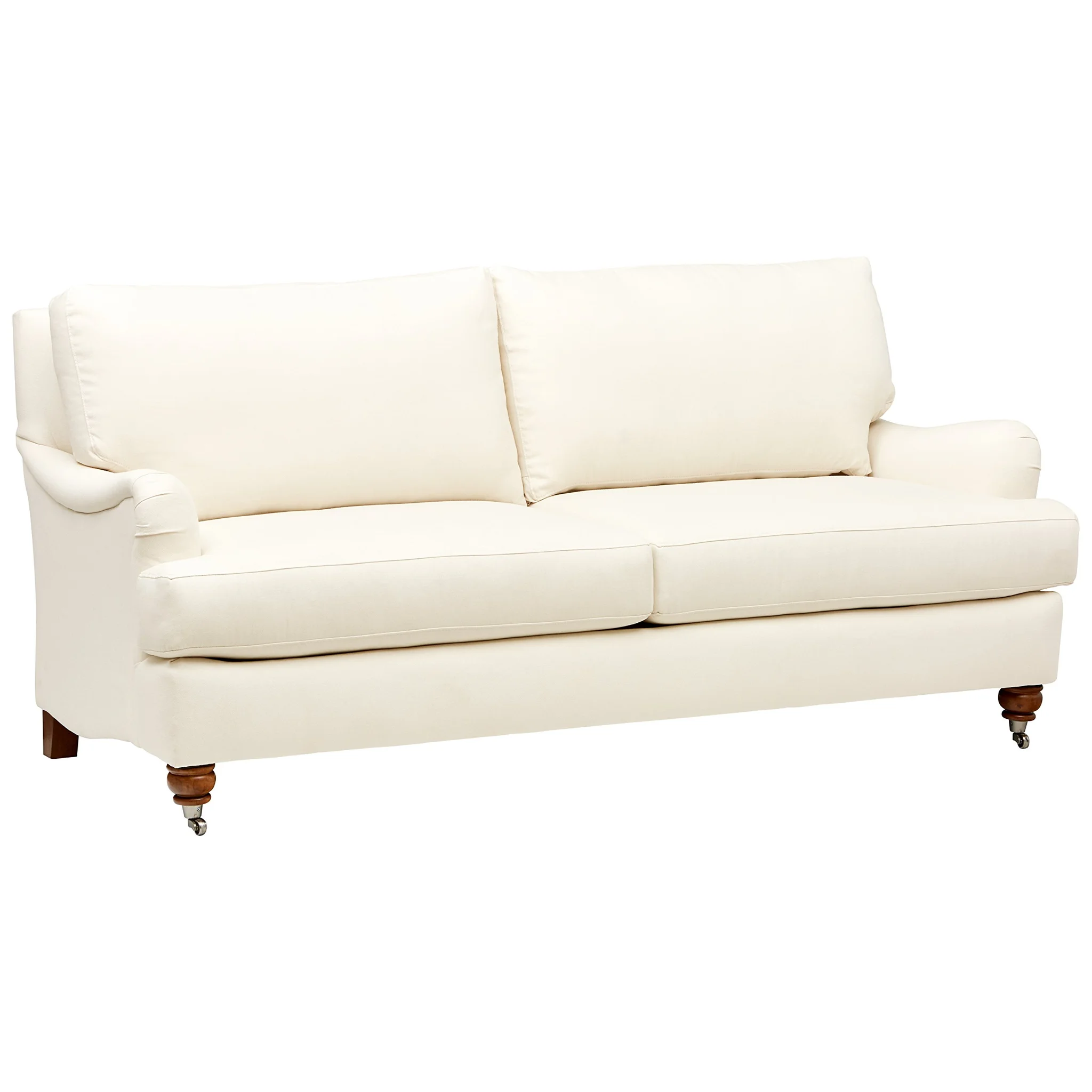 Classic English Roll Arm Farmhouse Sofa with Caster Legs