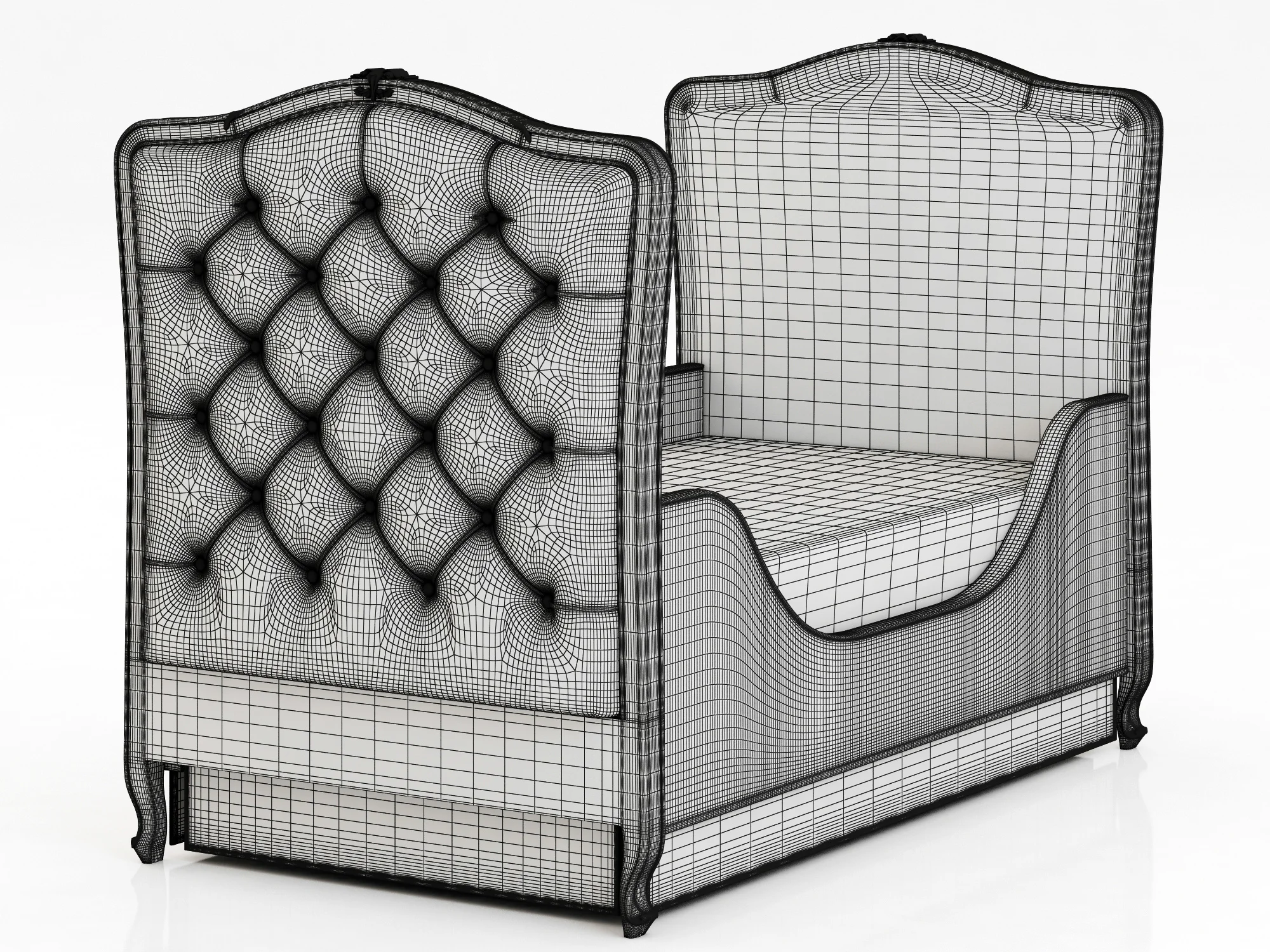 Restoration Hardware Colette Tufted Crib 2 — 3D model preview 7