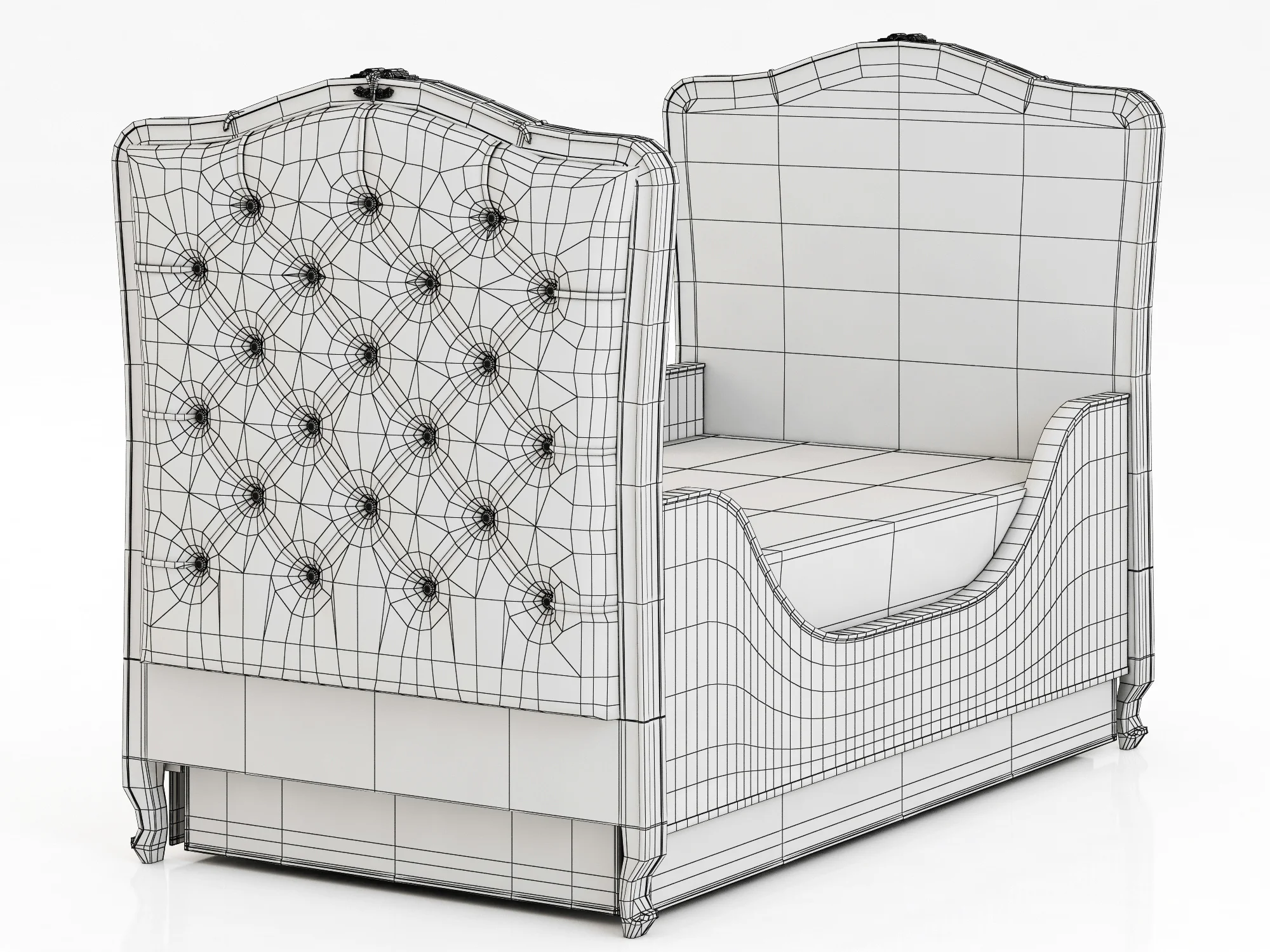 Restoration Hardware Colette Tufted Crib 2 — 3D model preview 8