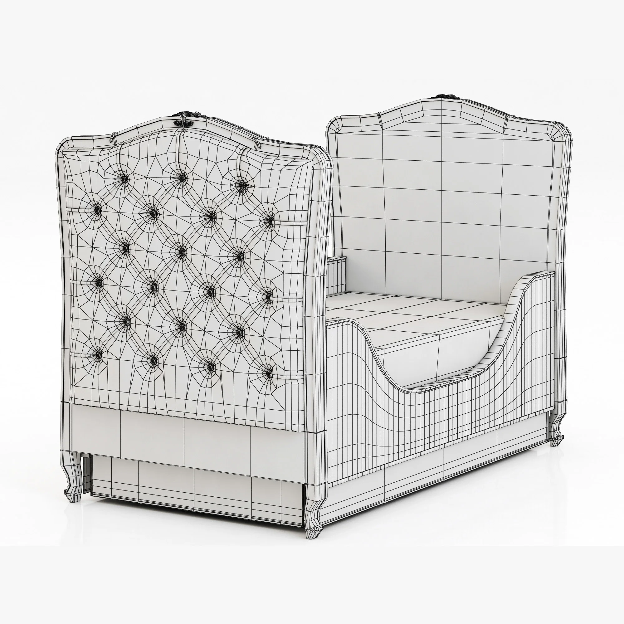 Restoration Hardware Colette Tufted Crib 2 — 3D model preview 9