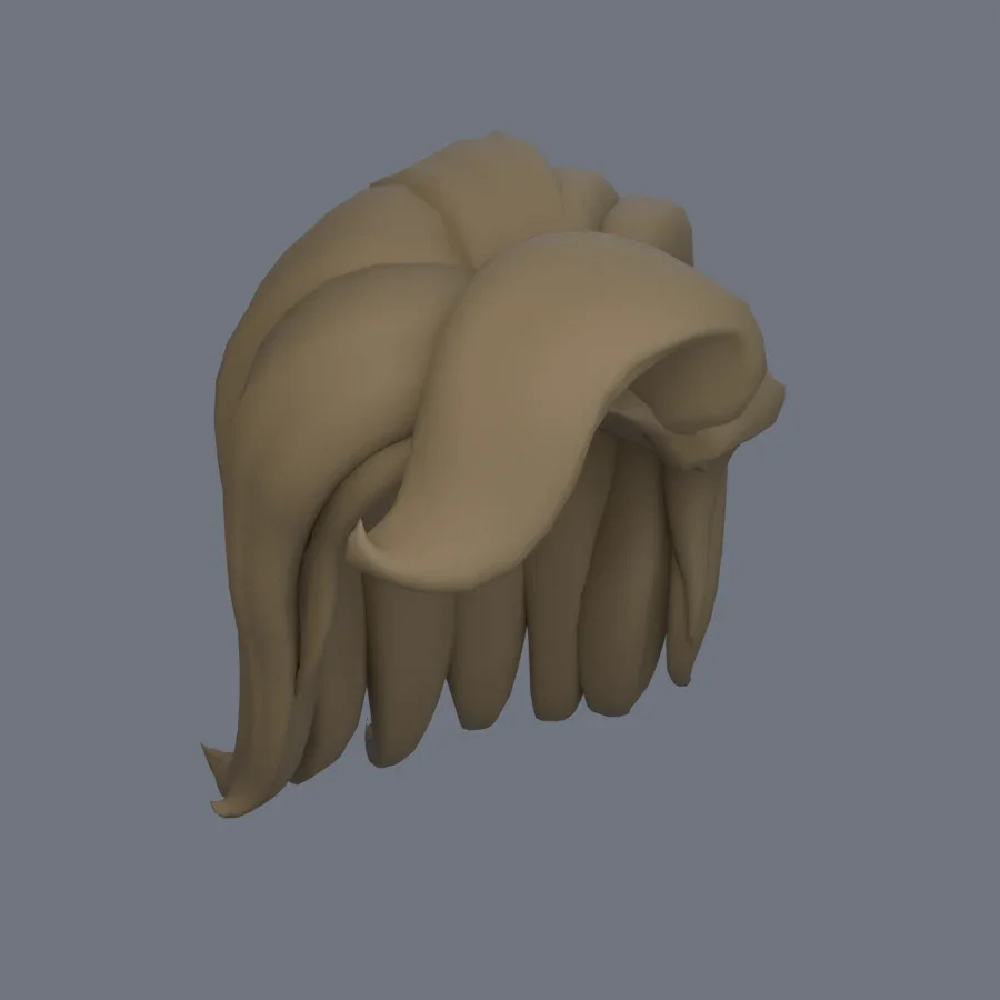 Girl Hairstyle 03, 3D model preview 2