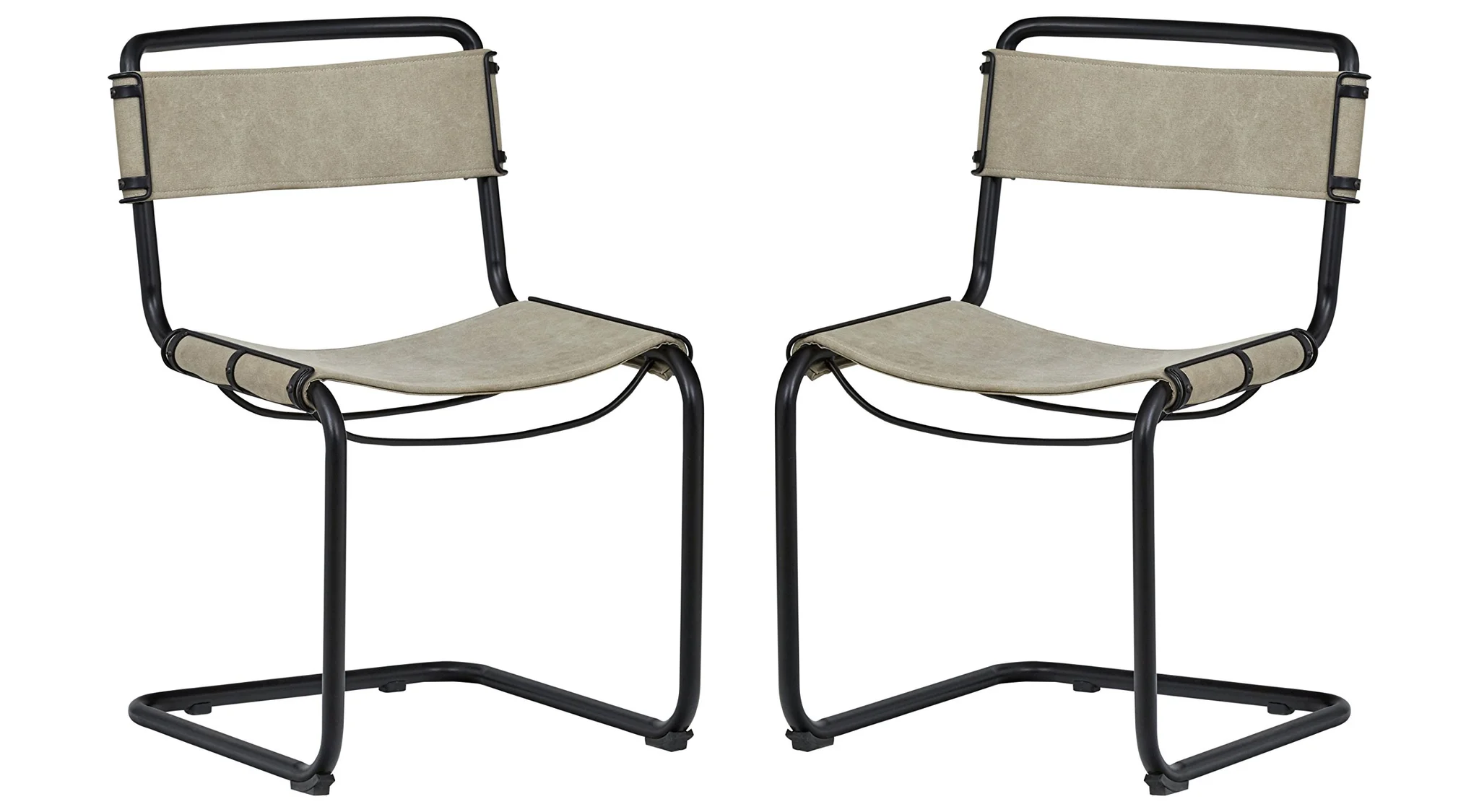 Mid-Century Industrial Canvas Dining Chair with Steel Frame – Set of 2